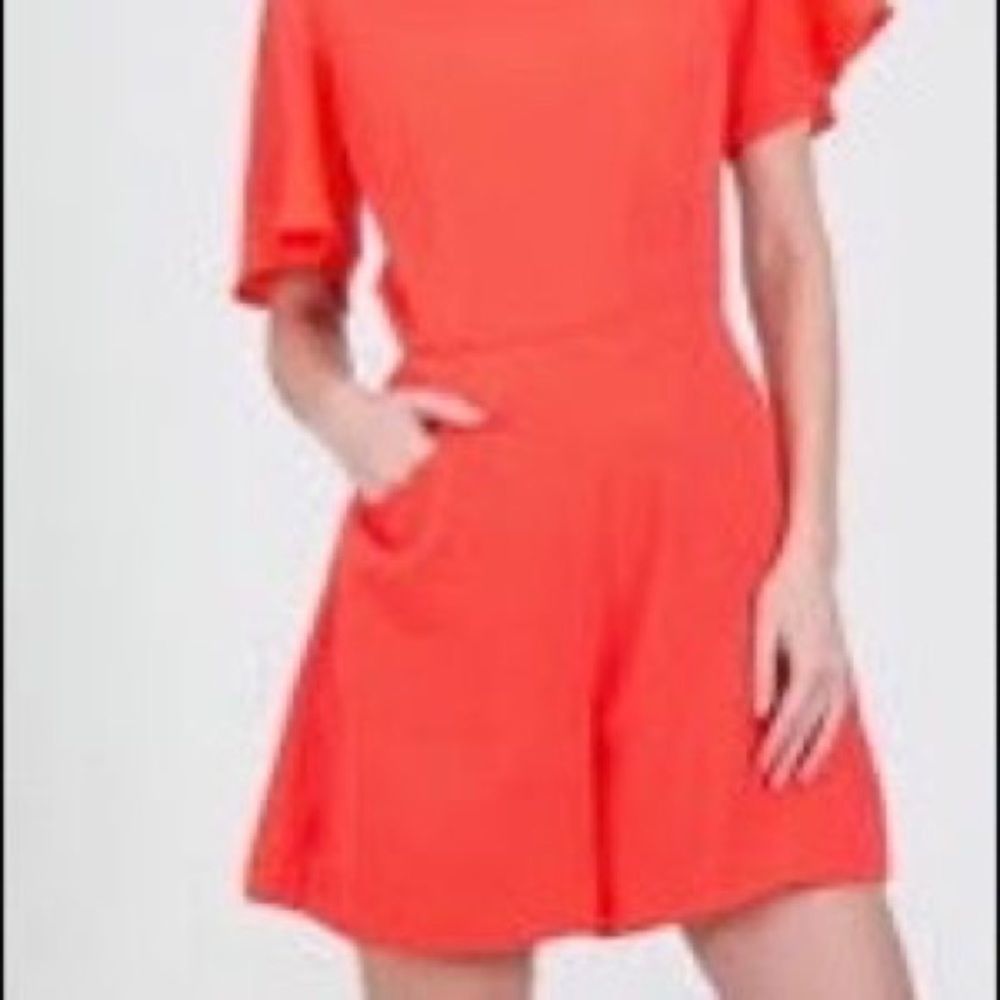 I A M BY ROBERTO MAKALI: Bright Orange Backless Romper sz.XL